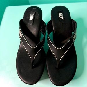 DKNY ,black, wedge Sandals. Size 7.Excellent condition.